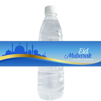 Etiquettes bouteilles Eid Mubarak bleues