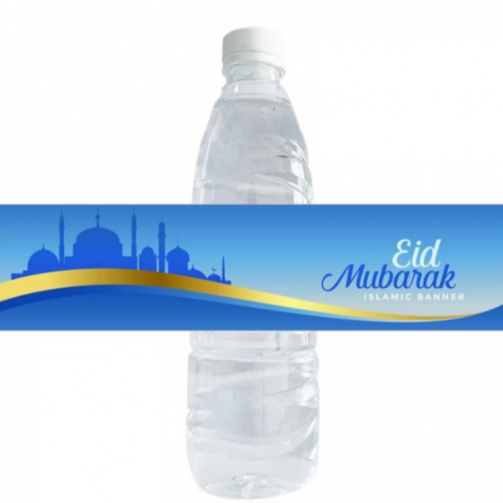 Etiquettes bouteilles Eid Mubarak bleues