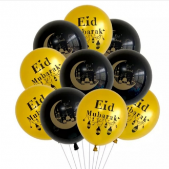 Ballons dorés & noirs Eid Mubarak