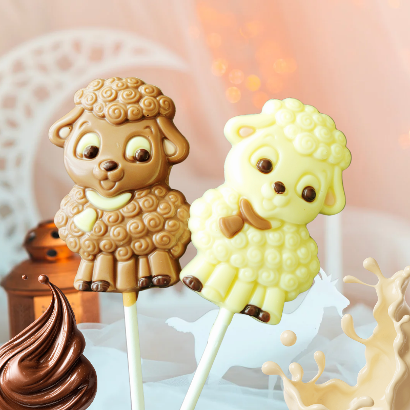 Sucettes chocolat au lait ou blanc mouton spécial Eid